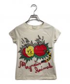 GUCCIグッチ）の古着「Glitter Worm Apple Print T-Shirt」｜アイボリー