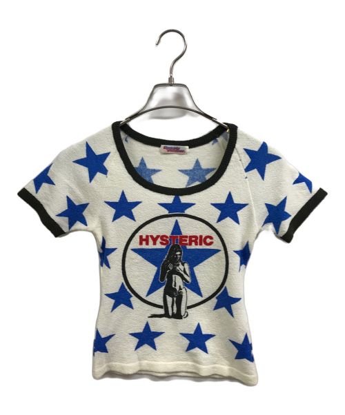 Hysteric Glamour（ヒステリックグラマー）Hysteric Glamour (ヒステリックグラマー) 半袖プリントニット ホワイト サイズ:FREEの古着・服飾アイテム