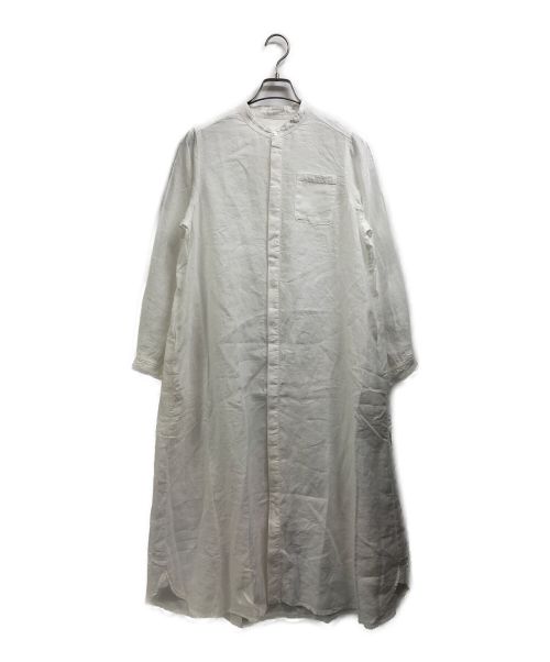 nest Robe（ネストローブ）nest Robe (ネストローブ) リネンバンドカラーシャツワンピース ホワイト サイズ:Freeの古着・服飾アイテム