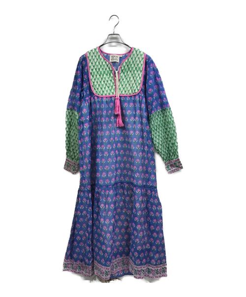 SZ Blockprints（エスゼットブロックプリント）SZ Blockprints (エスゼットブロックプリント) SILK JODHPUR DRESS ブルー サイズ:Mの古着・服飾アイテム