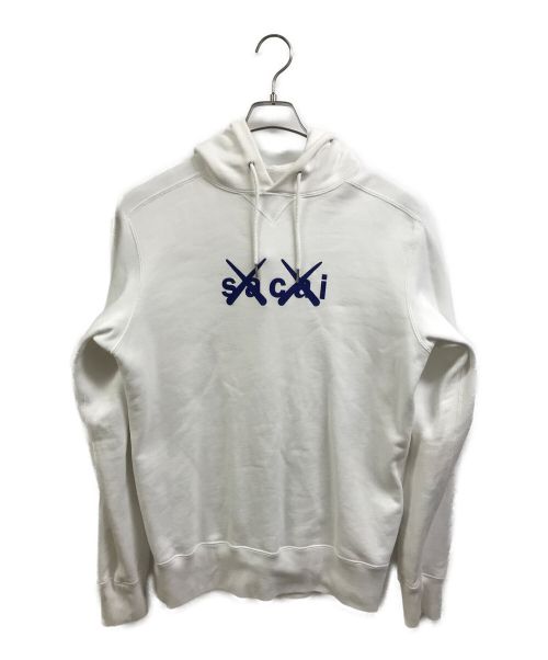 sacai（サカイ）sacai (サカイ) KAWS (カウズ) Flock Print Hoodie ホワイト サイズ:2の古着・服飾アイテム