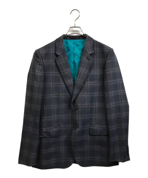 PAUL SMITH（ポールスミス）PAUL SMITH (ポールスミス) 2Bクラシックチェックテーラードジャケット ネイビー×ブラウン サイズ:Lの古着・服飾アイテム