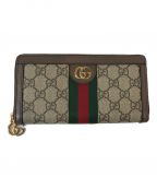 GUCCIグッチ）の古着「GGジップアラウンドウォレット」｜ベージュ×ブラック