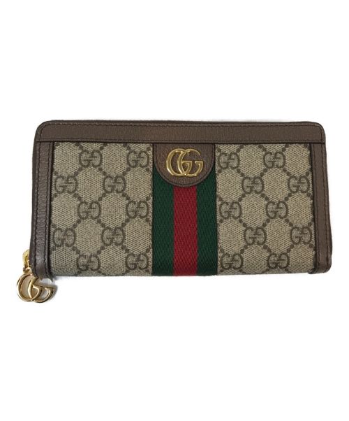 GUCCI（グッチ）GUCCI (グッチ) GGジップアラウンドウォレット ベージュ×ブラックの古着・服飾アイテム