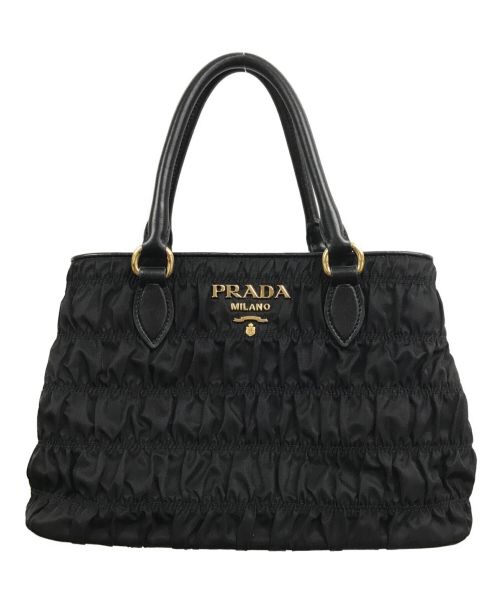 PRADA（プラダ）PRADA (プラダ) 2WAYナイロンショルダーギャザーバッグ ブラックの古着・服飾アイテム