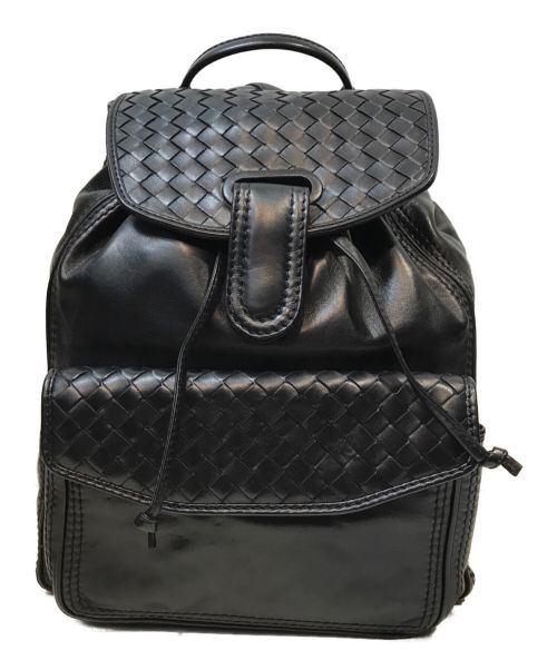 BOTTEGA VENETA（ボッテガベネタ）BOTTEGA VENETA (ボッテガベネタ) イントレチャートレザーリュック ブラックの古着・服飾アイテム