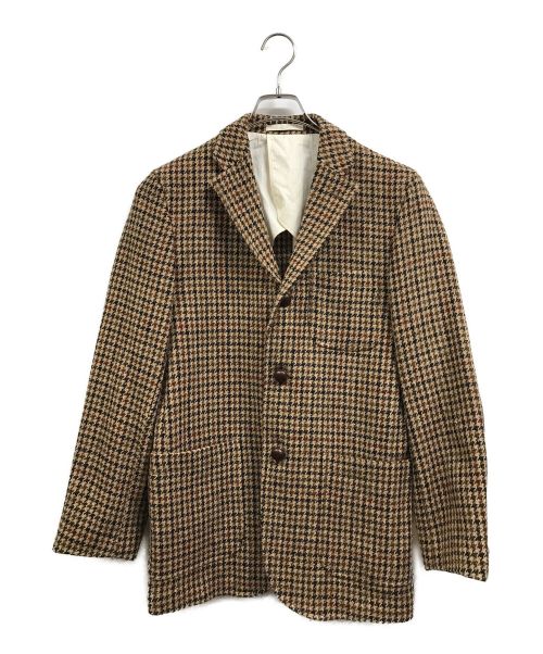 BEAMS PLUS（ビームスプラス）BEAMS PLUS (ビームスプラス) Harris Tweed (ハリスツイード) ガンクラブチェック3ボタンジャケット ブラウン サイズ:Mの古着・服飾アイテム