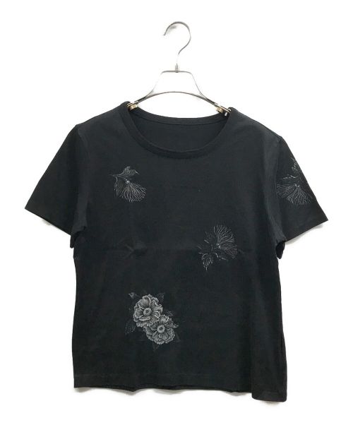 Yohji Yamamoto FEMME（ヨウジヤマモトファム）Yohji Yamamoto FEMME (ヨウジヤマモトファム) プリント半袖カットソー ブラック サイズ:2の古着・服飾アイテム