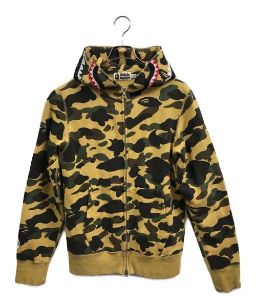 A BATHING APE（アベイシングエイプ）A BATHING APE (アベイシングエイプ) 1ST CAMO SHARK FULL ZIP HOODIE イエロー サイズ:Mの古着・服飾アイテム