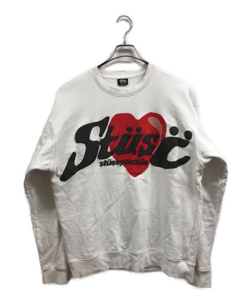 stussy（ステューシー）stussy (ステューシー) CPFM (カクタスプラント フリーマーケット) 21SS HEART CREWNECK SWEATSHIRT ホワイト サイズ:Mの古着・服飾アイテム