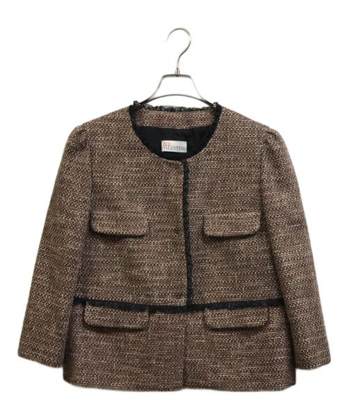 RED VALENTINO（レッドヴァレンティノ）RED VALENTINO (レッドヴァレンティノ) ツイードジャケット ピンク サイズ:46の古着・服飾アイテム