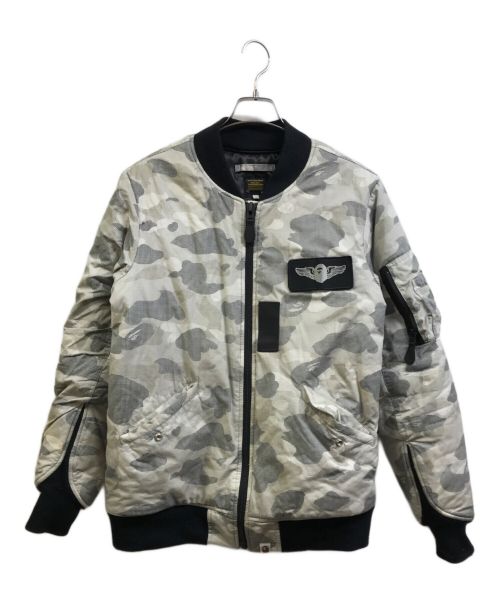 A BATHING APE（アベイシングエイプ）A BATHING APE (アベイシングエイプ) 中綿MA-1ジャケット グレー サイズ:Mの古着・服飾アイテム