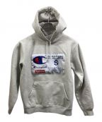 Champion×SUPREMEチャンピオン×シュプリーム）の古着「18AW Label Hooded Sweatshirt」｜グレー