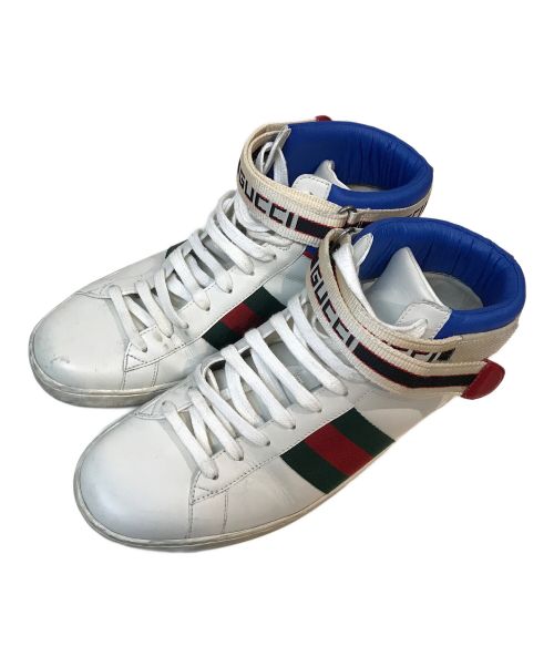 GUCCI（グッチ）GUCCI (グッチ) stripe high-top sneaker ホワイト サイズ:8の古着・服飾アイテム