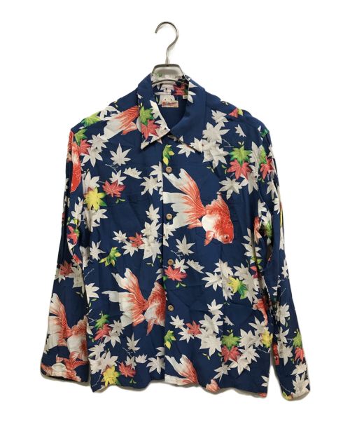 Sun Surf（サンサーフ）Sun Surf (サンサーフ) HINOYA EXCLUSIVE L/S RAYON HAWAIIAN SHIRT ブルー サイズ:Lの古着・服飾アイテム