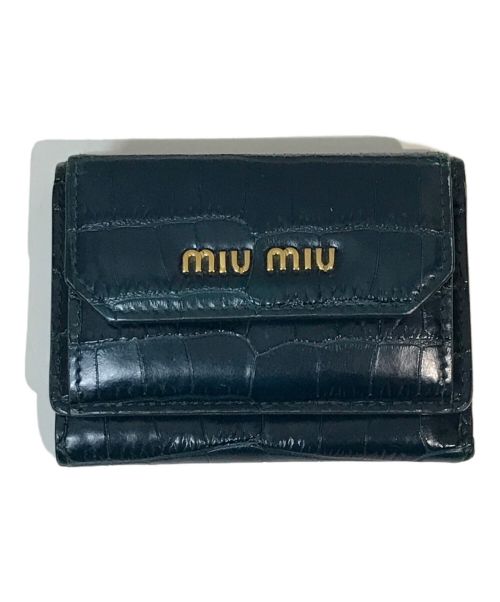 MIU MIU（ミュウミュウ）MIU MIU (ミュウミュウ) クロコダイルプリントレザー財布 グリーンの古着・服飾アイテム