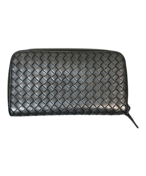 BOTTEGA VENETA（ボッテガベネタ）BOTTEGA VENETA (ボッテガベネタ) イントレチャート ラウンドファスナー 長財布 メタリックシルバーの古着・服飾アイテム