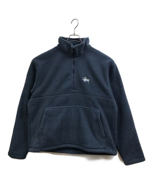 stussy（ステューシー）stussy (ステューシー) 刺繍ロゴハーフジップボアフリース ネイビー サイズ:Lの古着・服飾アイテム