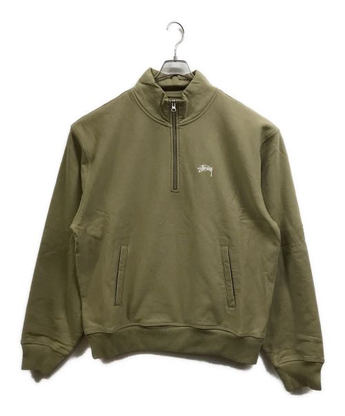 stussy（ステューシー）stussy (ステューシー) ハーフジップスウェット カーキ サイズ:XL 未使用品の古着・服飾アイテム