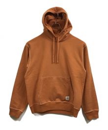 stussy（ステューシー）の古着「Contrast stitch Label Hood」｜オレンジ