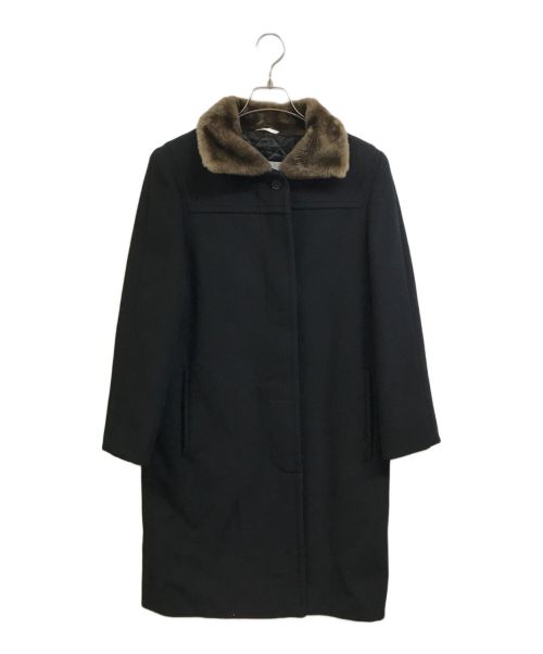 MaxMara（マックスマーラ）MaxMara (マックスマーラ) 襟ファーウールコート ブラック サイズ:36の古着・服飾アイテム