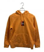 stussyステューシー）の古着「bars Logo Applique Pullover Hoodie」｜イエロー