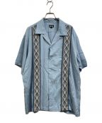 Schottショット）の古着「LINE 2TONE SS SHIRT/ライン 2トーン 半袖 シャツ」｜ブルー