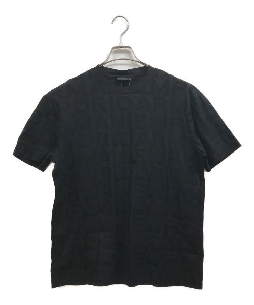 EMPORIO ARMANI（エンポリオアルマーニ）EMPORIO ARMANI (エンポリオアルマーニ) エンボスロゴ総柄クルーネックTシャツ ブラック サイズ:XLの古着・服飾アイテム