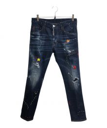 DSQUARED2（ディースクエアード）の古着「クラッシュ＆リメイク＆ペイント加工 ジーンズ」｜インディゴ