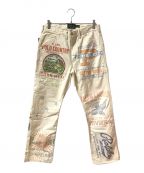 POLO COUNTRYポロカントリー）の古着「VINTAGE GRAPHIC STRAIGHT-LEG PAINTER PANTS」｜アイボリー