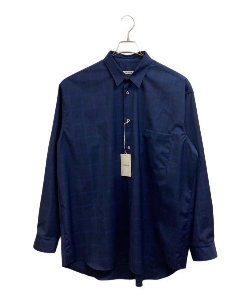 INTERIM（インテリム）INTERIM (インテリム) HYPER BIG CHECKED NEW ZEALAND REGULAR COLLAR SHIRT ブルー サイズ:Fの古着・服飾アイテム