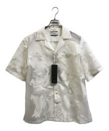 TAAKK（ターク）の古着「"TRANSPARENT FLOWER" OPEN COLLAR SHIRTS」｜ホワイト