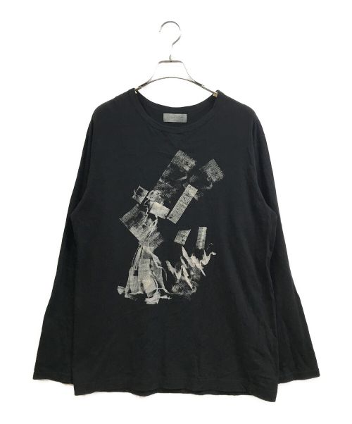 Yohji Yamamoto pour homme（ヨウジヤマモト プールオム）Yohji Yamamoto pour homme (ヨウジヤマモト プールオム) プリント長袖Tシャツ ブラック サイズ:3の古着・服飾アイテム