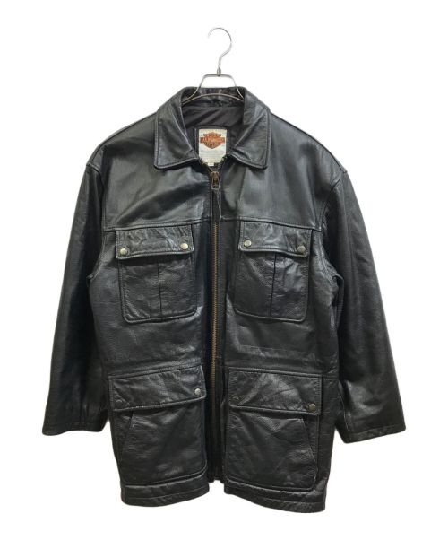 HARLEY-DAVIDSON（ハーレーダビッドソン）HARLEY-DAVIDSON (ハーレーダビッドソン) シングルレザージャケット ブラック サイズ:Lの古着・服飾アイテム