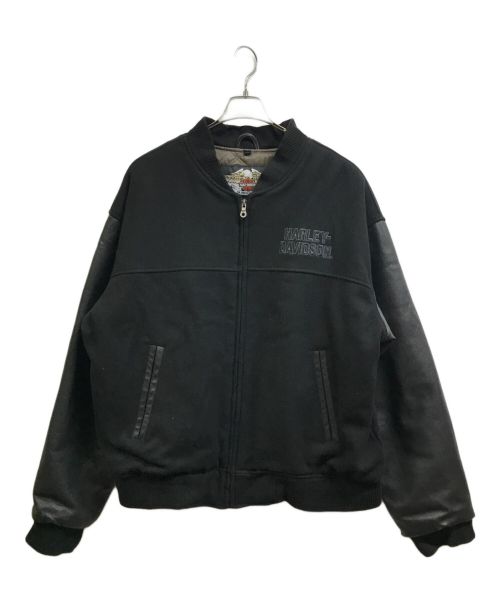 HARLEY-DAVIDSON（ハーレーダビッドソン）HARLEY-DAVIDSON (ハーレーダビッドソン) 袖革スタジャン ブラック サイズ:Lの古着・服飾アイテム