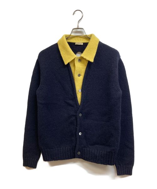 STEFAN COOKE（ステファンクック）STEFAN COOKE (ステファンクック) LAYERED WOOL MOCK NECK CARDIGAN ブラック×イエロー サイズ:Sの古着・服飾アイテム