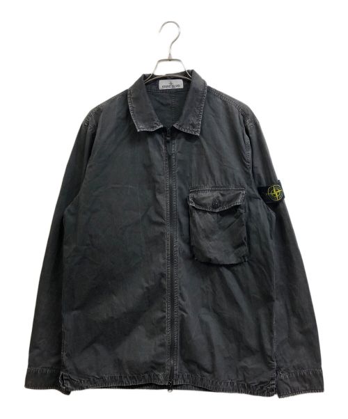 STONE ISLAND（ストーンアイランド）STONE ISLAND (ストーンアイランド) OLD EFFECT CANVAS OVERSHIRT ブラック サイズ:XLの古着・服飾アイテム