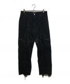 THUG CLUBサグ クラブ）の古着「MOHICAN LEATHER DENIM PANTS」｜ブラック