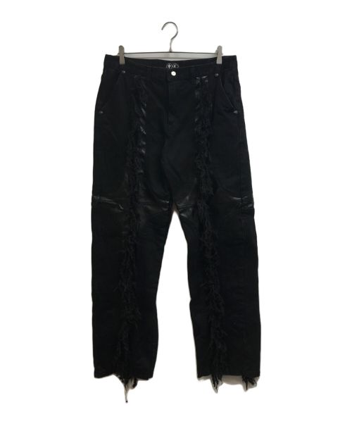 THUG CLUB（サグ クラブ）THUG CLUB (サグ クラブ) MOHICAN LEATHER DENIM PANTS ブラック サイズ:3の古着・服飾アイテム