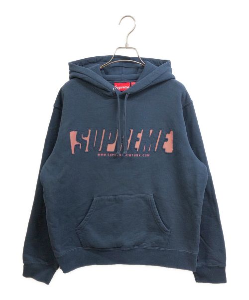 SUPREME（シュプリーム）SUPREME (シュプリーム) Reflective Cutout Hooded Sweatshirt ネイビー サイズ:Sの古着・服飾アイテム