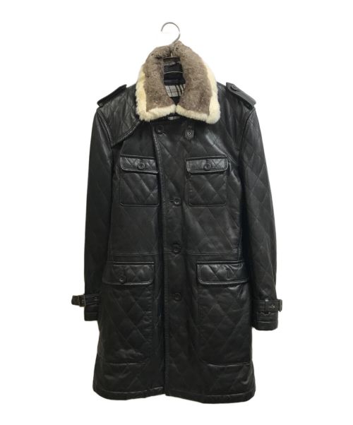 BURBERRY BLACK LABEL（バーバリーブラックレーベル）BURBERRY BLACK LABEL (バーバリーブラックレーベル) レザーコート ブラック サイズ:Lの古着・服飾アイテム