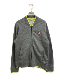 KENZO（ケンゾー）の古着「Grey Cotton Knit Tiger Logo Patch Detail Zip Front Sweatshirt」｜グレー