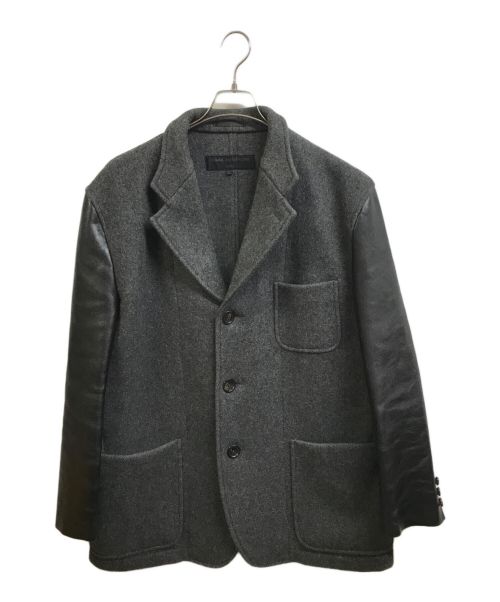 COMME des GARCONS HOMME（コムデギャルソン オム）COMME des GARCONS HOMME (コムデギャルソン オム) 袖レザー切替メルトンコート グレー サイズ:Lの古着・服飾アイテム