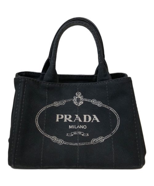 PRADA（プラダ）PRADA (プラダ) トライアングル カナパ ハンドバッグ ブラック ブラックの古着・服飾アイテム