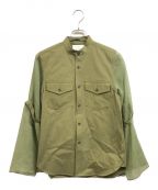 HYKEハイク）の古着「WETHER MILTARY SHIRT WITH SHEER SLEEVES」｜カーキ