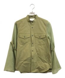 HYKE（ハイク）の古着「WETHER MILTARY SHIRT WITH SHEER SLEEVES」｜カーキ