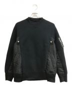 sacaiサカイ）の古着「Sponge Sweat x Nylon Twill Pullover」｜ブラック