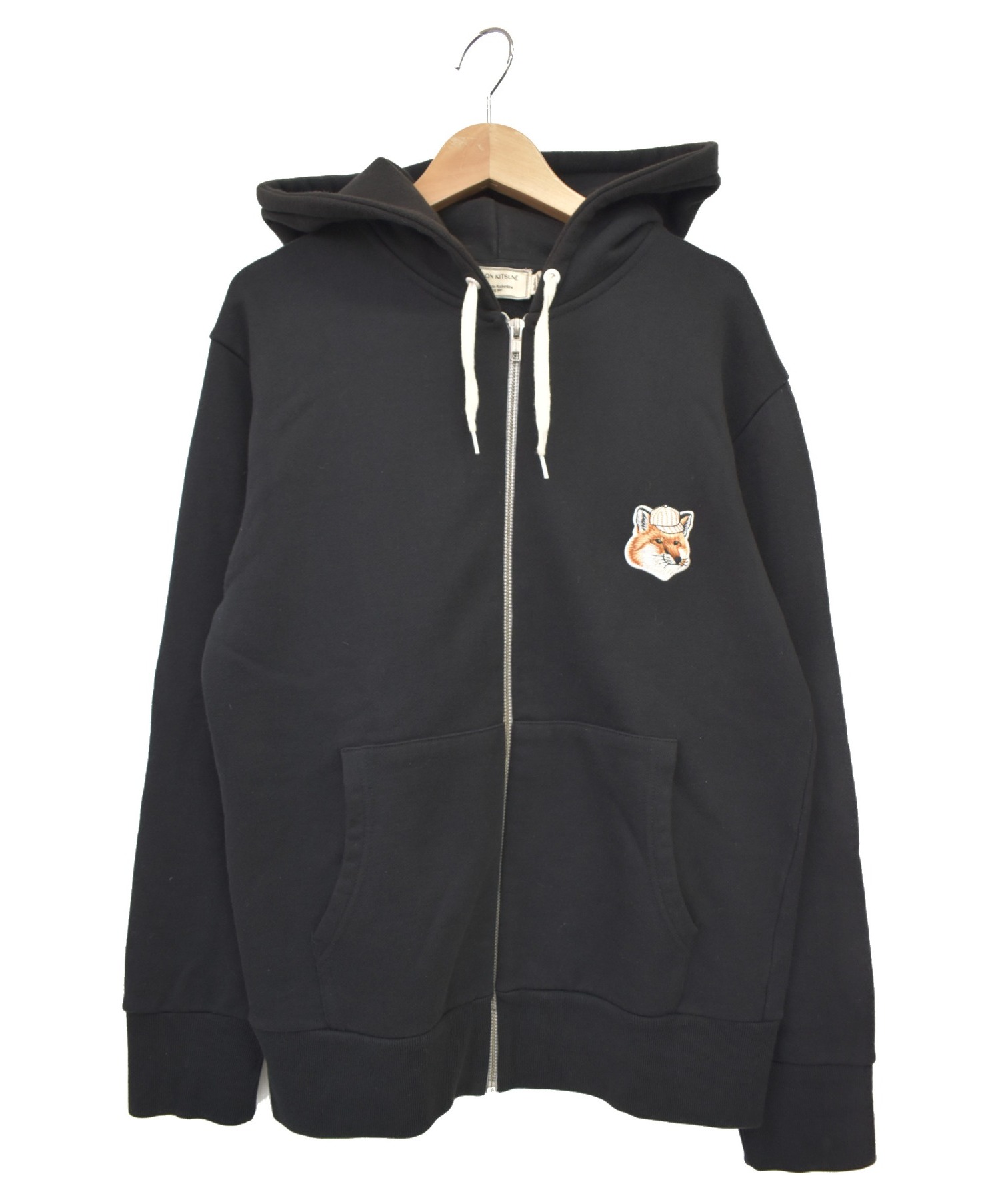 中古 古着通販 Maison Kitsune メゾンキツネ フォックスジップパーカー ブラック サイズ S Zip Hoodie Fox Patch ブランド 古着通販 トレファク公式 Trefac Fashion