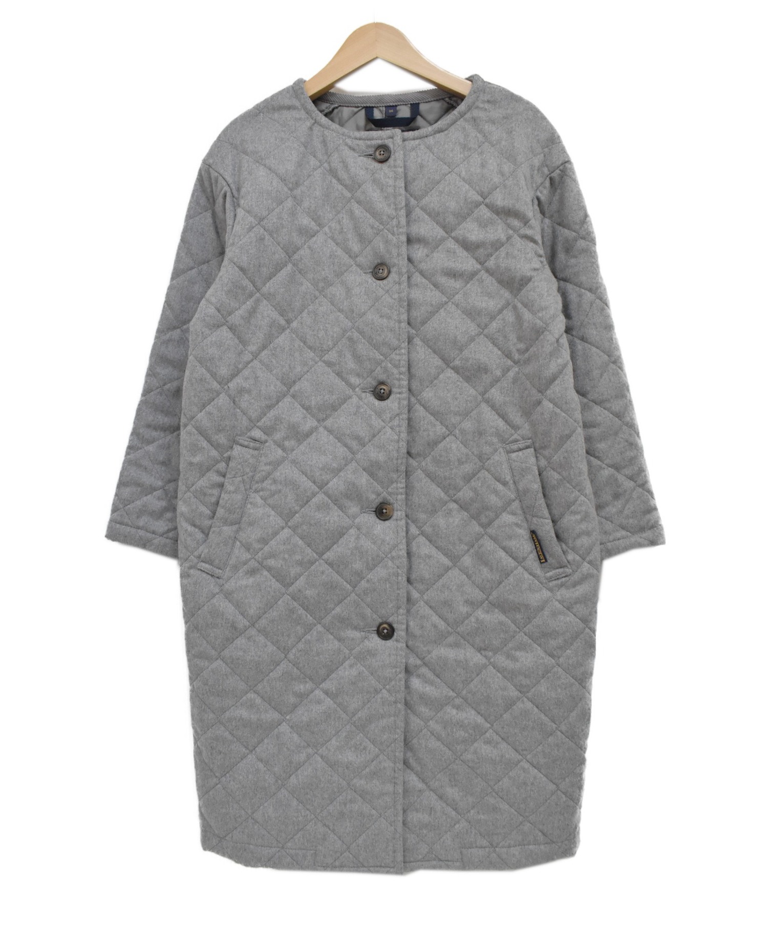 ファッションラベンハム　ノーカラー　ウール　コート　36　グレー