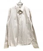 HERMESエルメス）の古着「袖セリエボタンストライプシャツ」｜ピンク×ホワイト